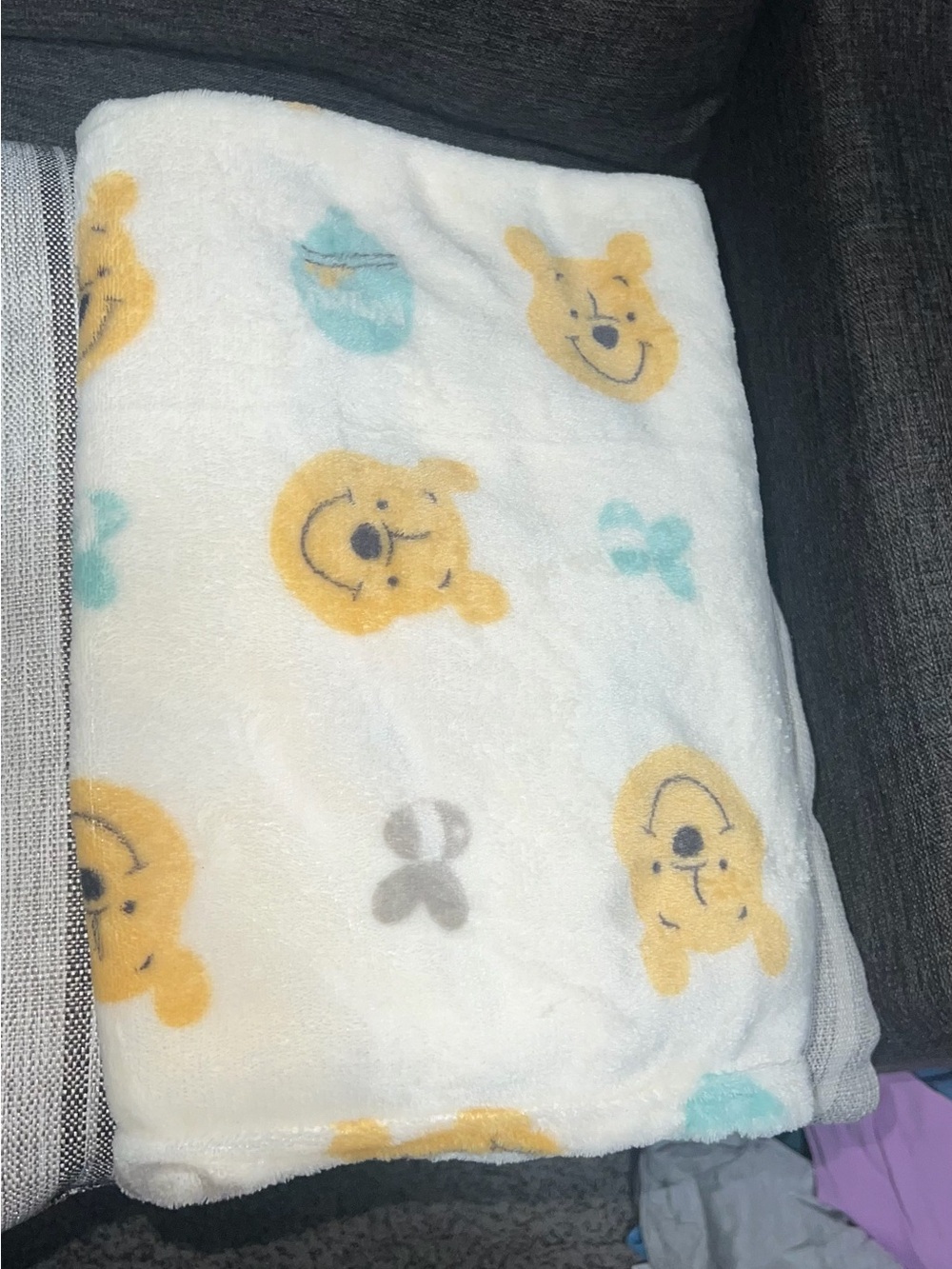 Plush Winnie Bear Baby Blanket - White and Yellow